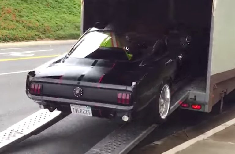 Whoa! 1965 Mustang Crashes Into Transporter