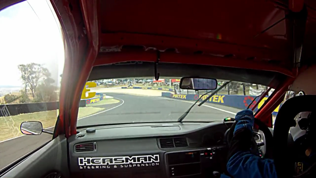 Countersteering after hopping curbs like a master.