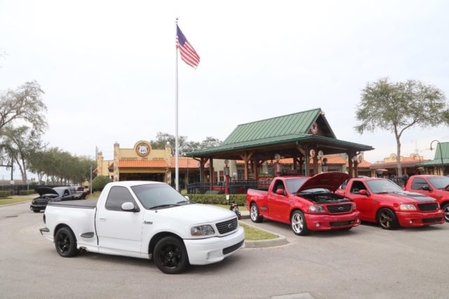 Nearly 50 Lightning trucks gathered at the Route 46 Entertainment District in Sanford, Florida, to celebrate SVT’s performance pickup at the 2017 Florida Lightning/Harley Davidson.