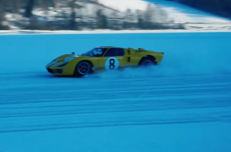 Racing A Ford GT40 On A Frozen Track In Norway