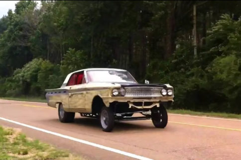 1963 Ford Fairlane Gasser Hits The Drag Strip!