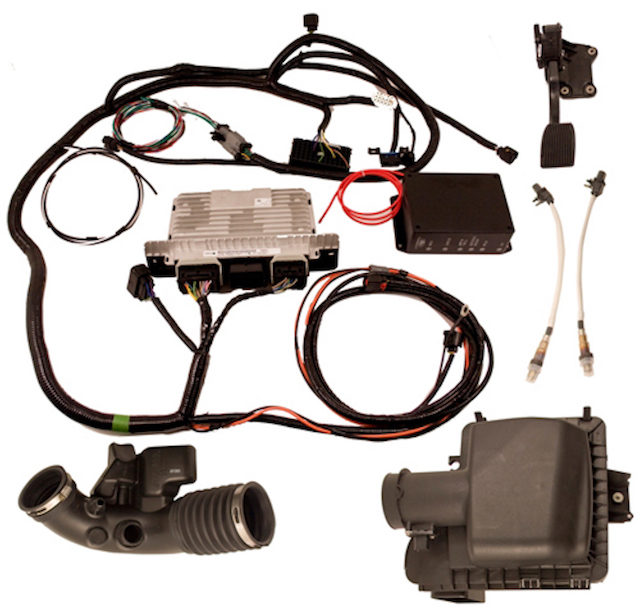 The secret of the new long-block is that its more modern performance is compatible with the electronics in the 2011-2014 Mustang GTs as well as those found in Ford Performance Parts’ own first-gen Controls Pack (PN M-6017-A504VA; $1,999) designed to support Coyote swaps in other vehicles.