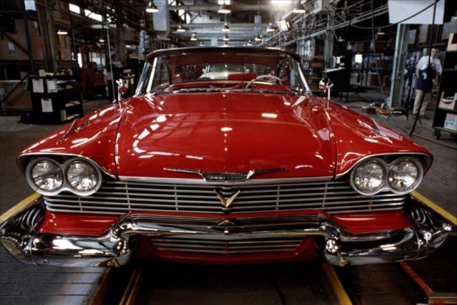 Christine on the assembly line.