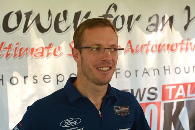 Besides acres of cars, Fab Fords always has a few celebrities drop by for interviews. We managed a few minutes with Ford GT Le Mans winner (and native) Sebastian Bourdais. The current Indy car points leader, he had been crashed out of an Indy race at Phoenix the day before by an errant competitor, so that’s where much of the conversation went. Sebastian lives in St. Petersburg, Florida these days, enjoys ovals and big open road courses (Spa, Le Mans) and was easy to talk to.