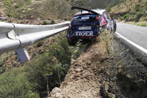 Video: Rally Driver Nearly Flies Off Cliff, Saved by Guardrail