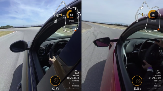 Jason only begins steering in when he can see the apex of Turn Six.