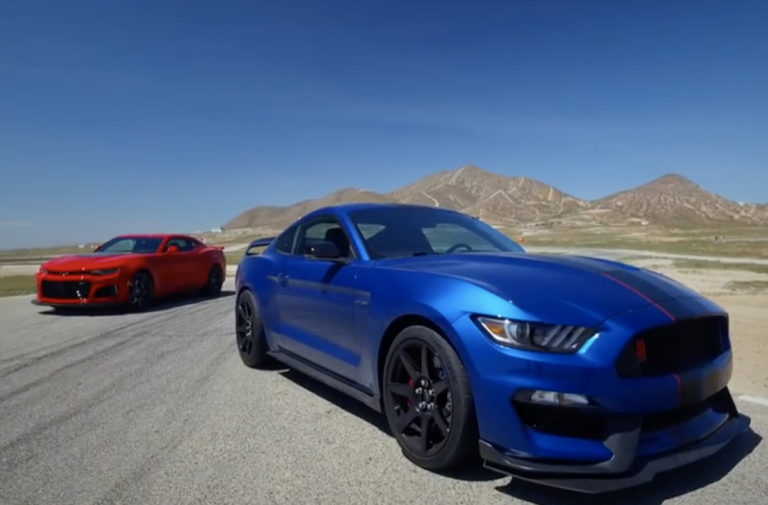 Video: 2017 Chevy Camaro ZL1 vs 2017 Ford Mustang Shelby GT350R