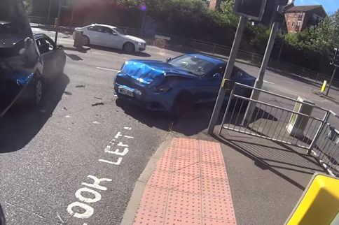Video: Motorcyclist Captures Crazy Mustang T-Bone Crash
