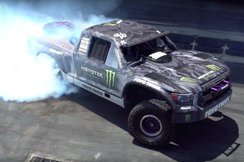 BJ Baldwin's 800HP Trophy Truck Shreds Tires on Donut Garage