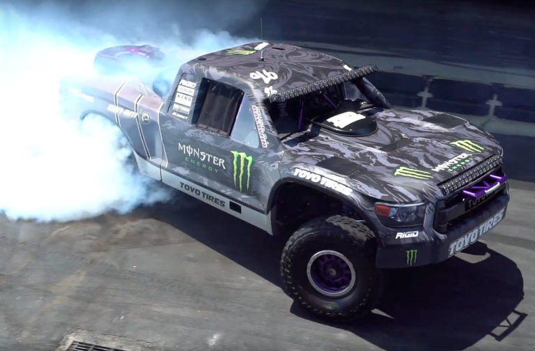 BJ Baldwin's 800HP Trophy Truck Shreds Tires on Donut Garage