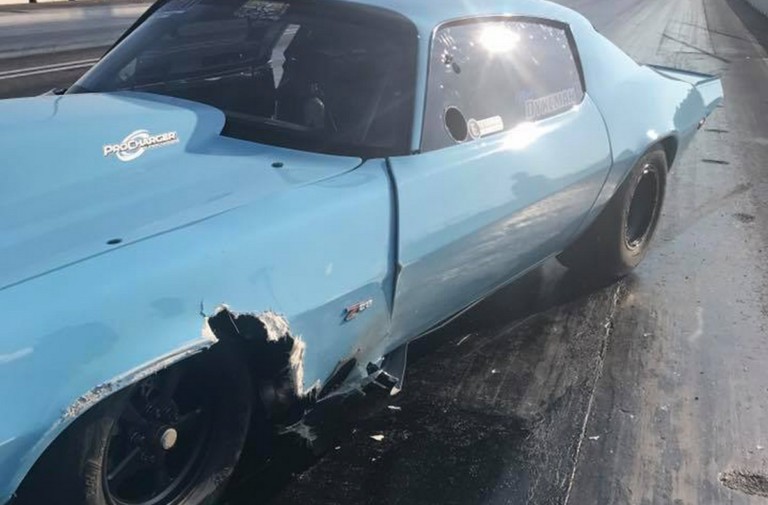 Video: The Blue Goose Hits The Wall At New England Dragway X275 Race
