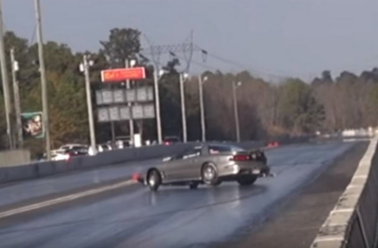 Video: Nitrous Huffing Trans Am Hits Wall At Atco Dragway
