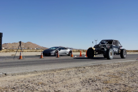 Video: Supercharged Lamborghini vs Ultra4 Truck Drag Race