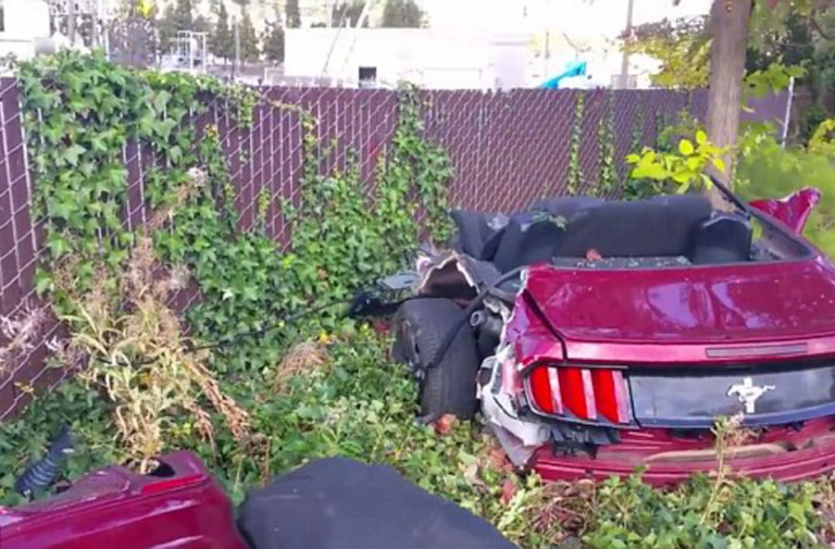 90+MPH Crash Chops S550 Droptop In Pieces, But Driver Walks Away