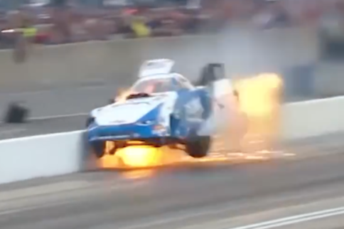 Video: John Force's Fiery Date With The Wall At Chicago