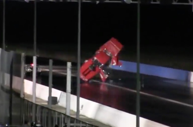 Watch Pro Mod Racer Andy Robinson's Acrobatic Crash At Santa Pod!