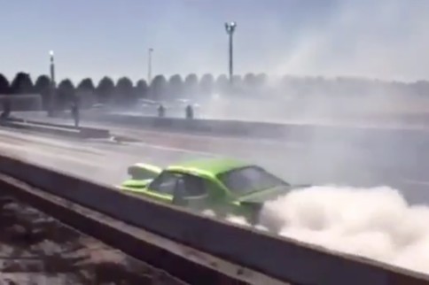 Runaway Car Goes Full Throttle Back Toward The Starting Line!