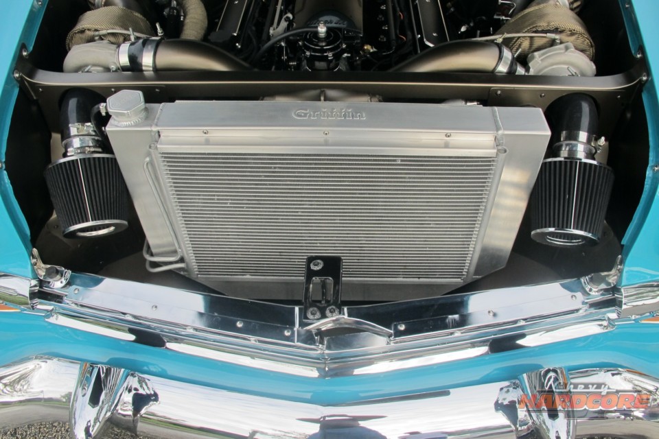 Turbos and radiator close-up