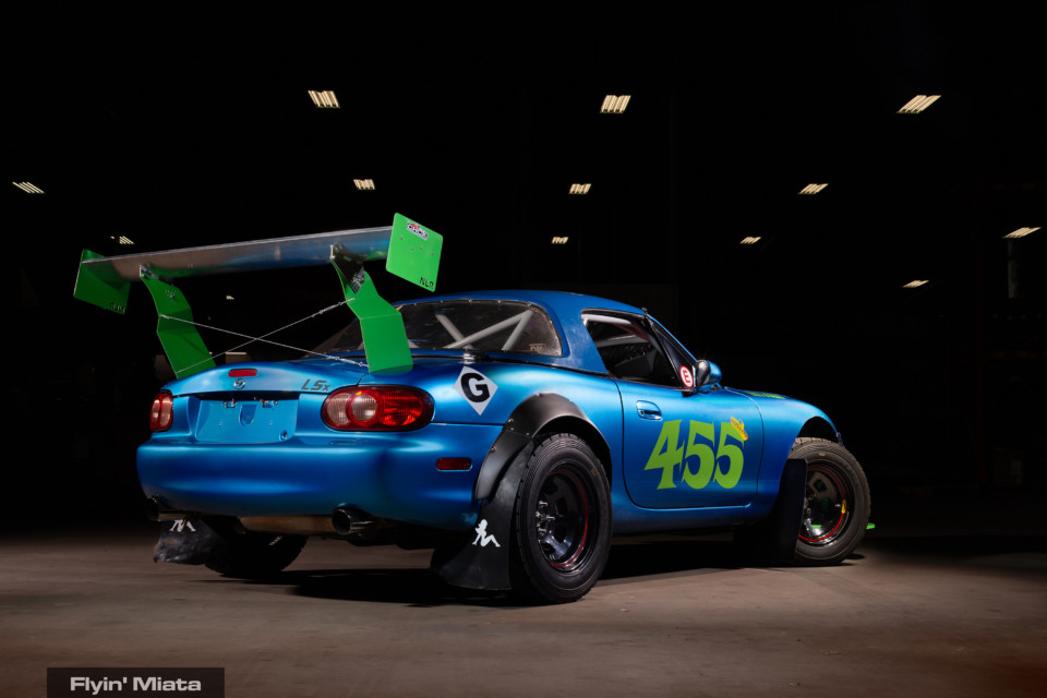 Rear 3/4 shot of Zombie Elvis Miata