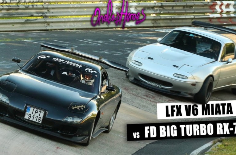 Video: 400-HP RX-7 Dances With LFX V6-Powered Miata At The 'Ring!