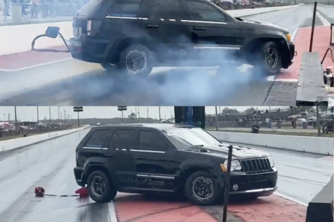 1,000 HP Jeep Crashes Into Christmas Tree During Burnout