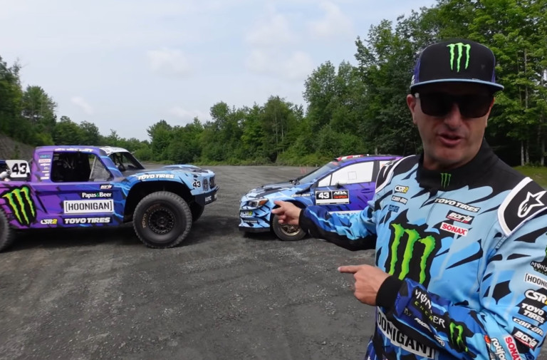 Ken Block Races Hoonigan Trophy Truck Against His Subaru Rally Racer