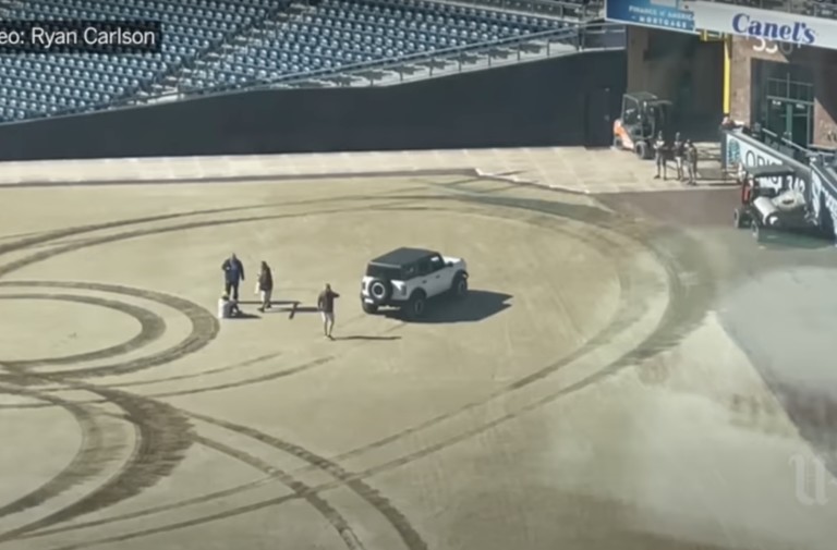 Video: Ford Bronco Driver Brings Donuts To The Ballpark