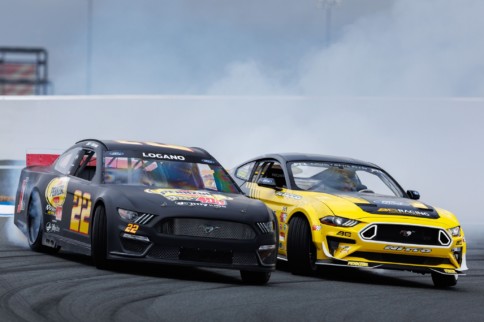 Chelsea DeNofa Drifts His Fresh Mustang RTR Next To Joey Logano