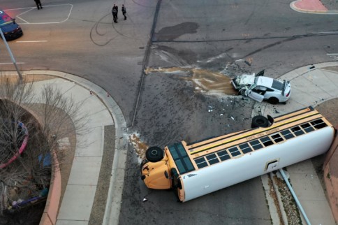 Speeding Mustang Crashes Into Occupied School Bus In Albuquerque