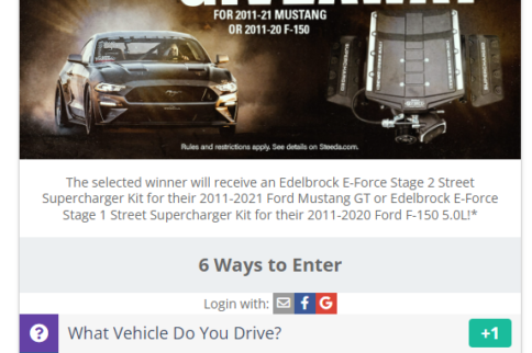 Win A 1,000 Horsepower Capable Edelbrock Supercharger From Steeda!