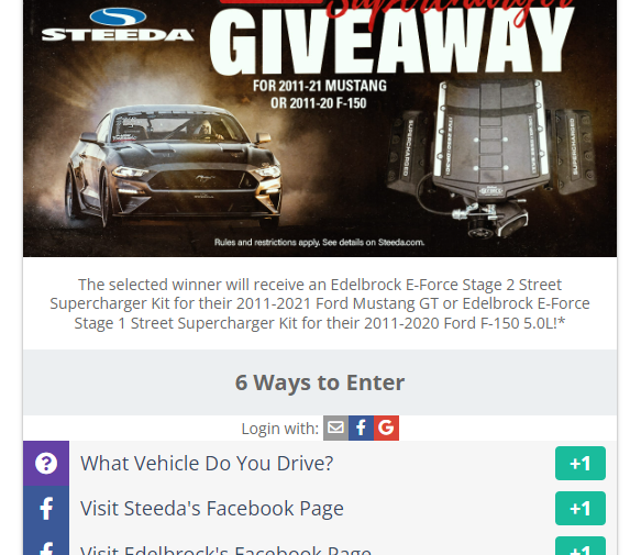 Win A 1,000 Horsepower Capable Edelbrock Supercharger From Steeda!