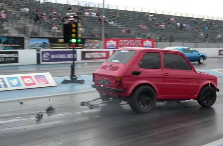 Small Car, Big Explosion: V8-Powered Fiat 126 Grenades Its Rearend