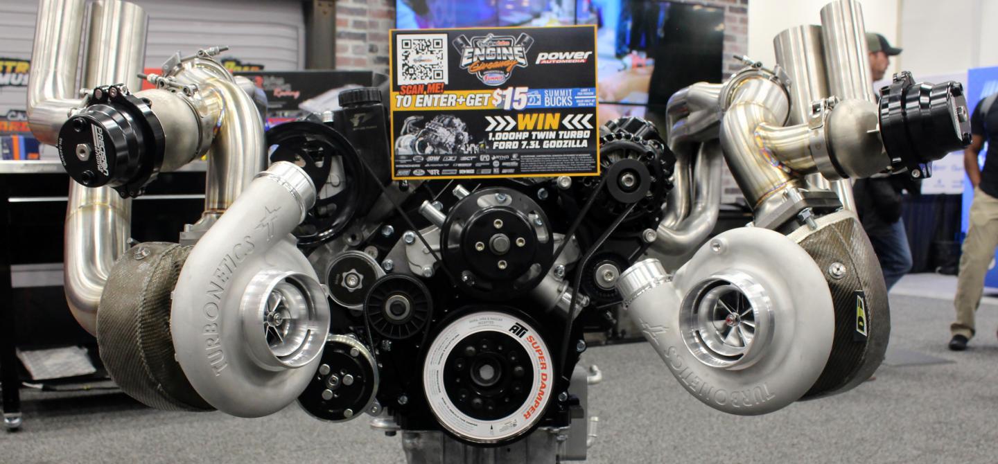 Building The Twin-Turbo Godzilla Giveaway Engine At The PRI Show