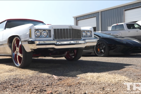 1974 Caprice Donk Shocks Lamborghini Aventador In Roll Race