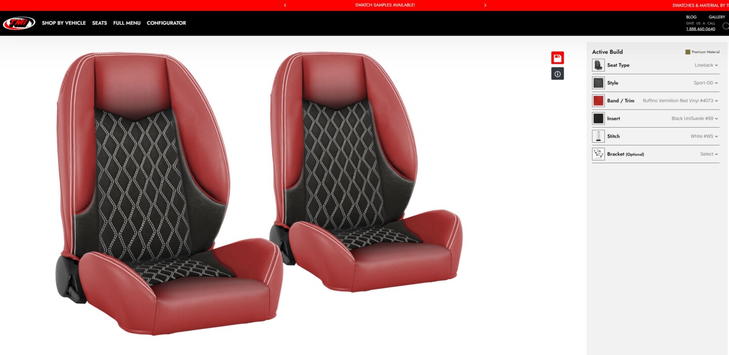 TMI Products new website seat configurator