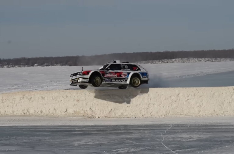 Travis Pastrana Attempts a 360 Jump on Ice Using His Family Huckster