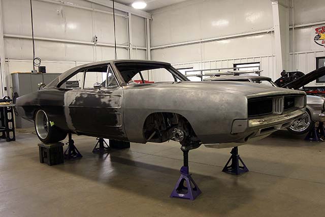 Suspension upgrades to this ’69 Dodge Charger include ditching the torsion bars and engineering a new setup with upper and lower control arms.
