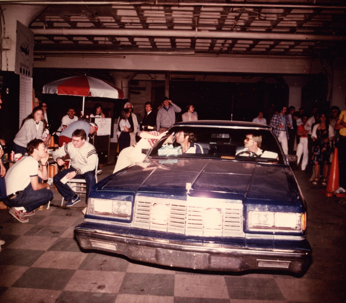 Leaving the start of the illegal “Four Ball Rally” cross-country race in 1982. This is the car that Dan Aykroyd would buy from us.