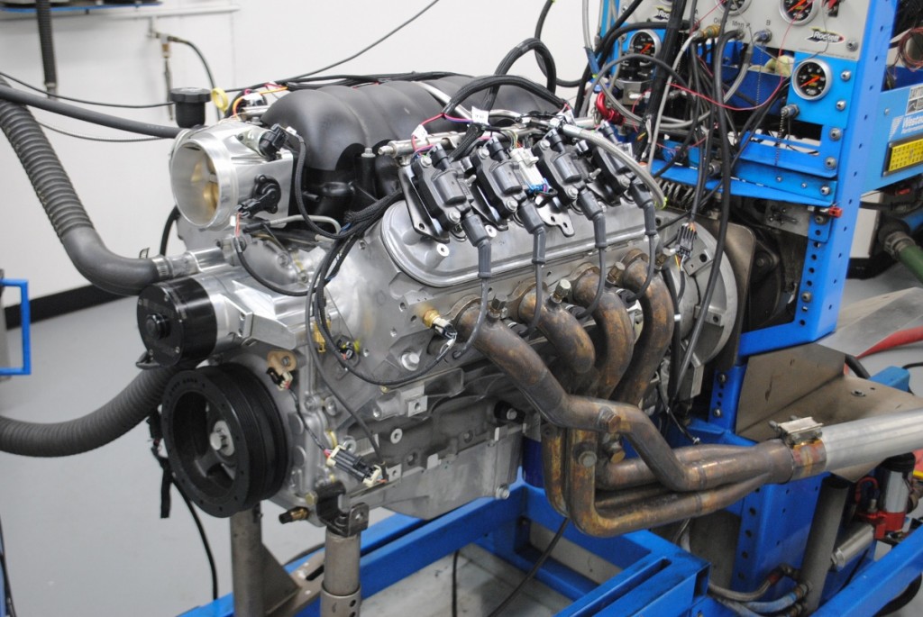 Our GM LS3 crate motor came from the good folks at Gandrud Chevrolet. Run with headers, a Meziere electric water pump, and Lucas 5W-30 oil, the stock 6.2L produced 492 hp and 489 lb-ft of torque.